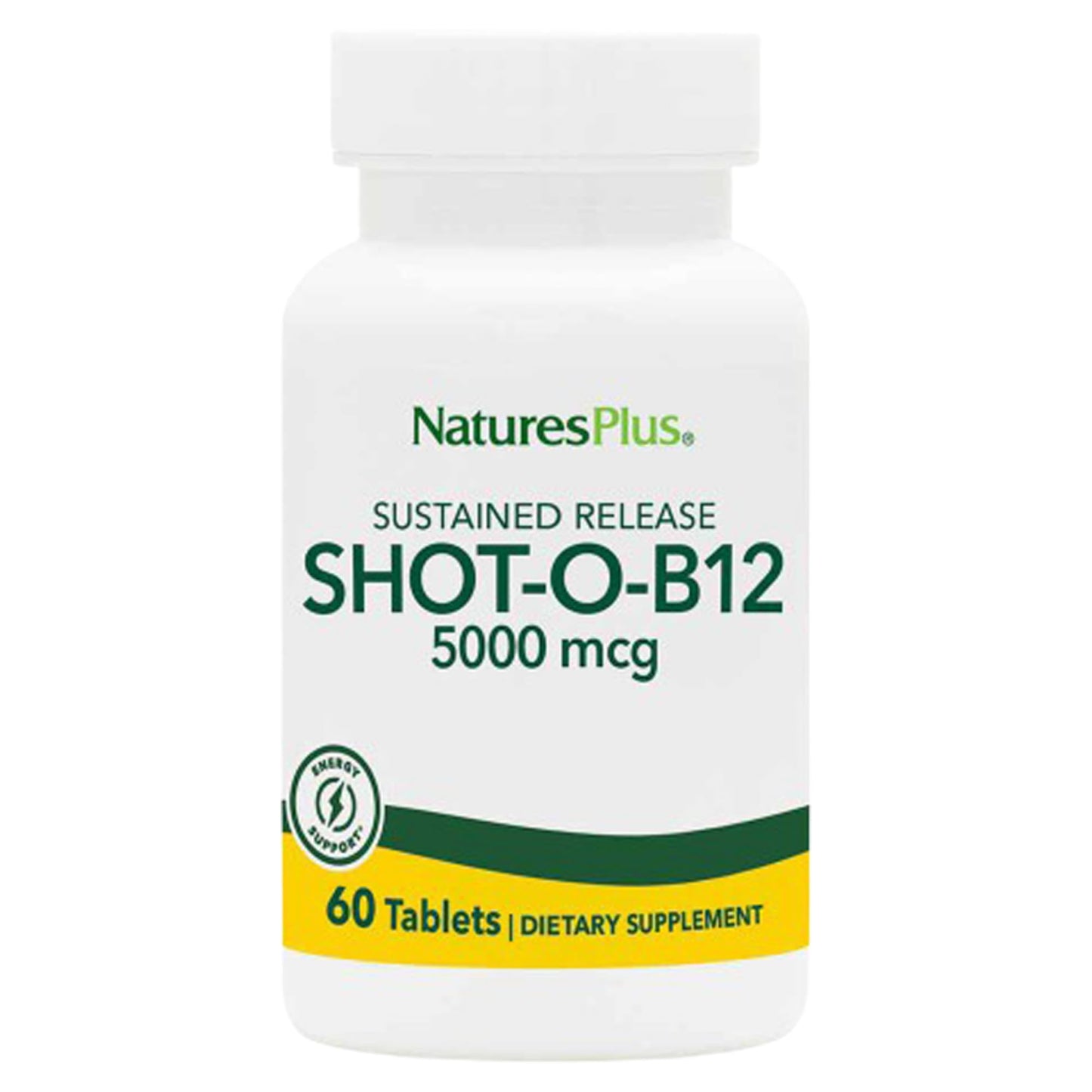 NaturesPlus Shot-O-B12 5000 mcg – 60 Servings, Vegetarian & Gluten Free | Energy & Mood Support