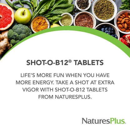 NaturesPlus Shot-O-B12 5000 mcg – 60 Servings, Vegetarian & Gluten Free | Energy & Mood Support