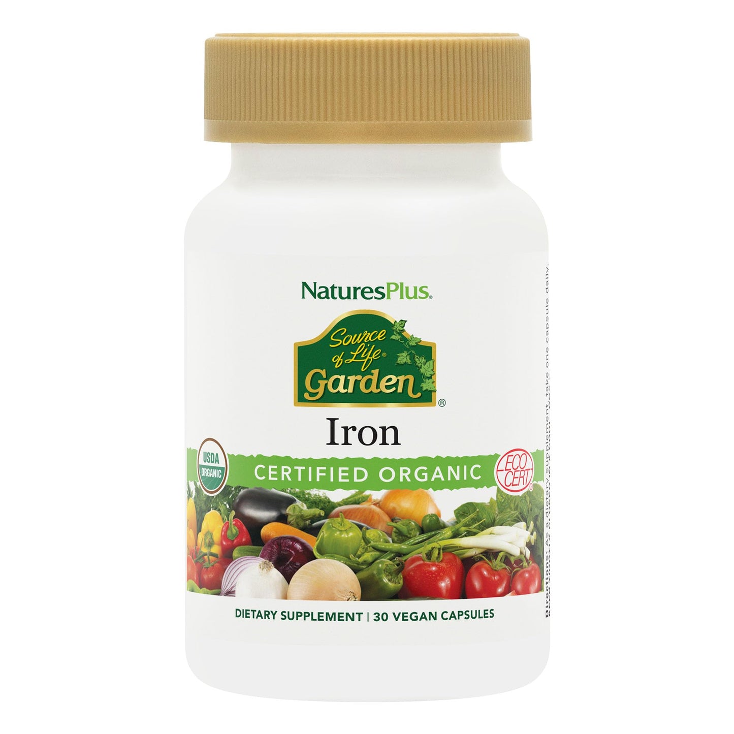 NaturesPlus Source of Life Garden Organic Iron 18 mg – 30 Vegan Capsules