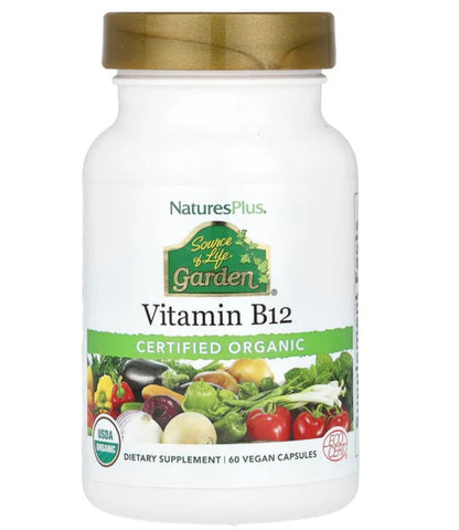 NaturesPlus Source of Life Garden Organic Vitamin B12 1000 mcg | 60 Vegan Capsules