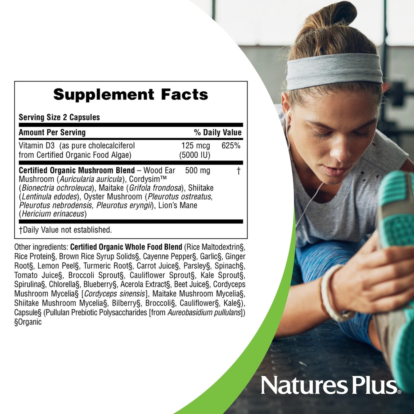 NaturesPlus Source of Life Garden Vitamin D3-60 Vegan Capsules | Immune Support, Organic, Non-GMO, Gluten Free