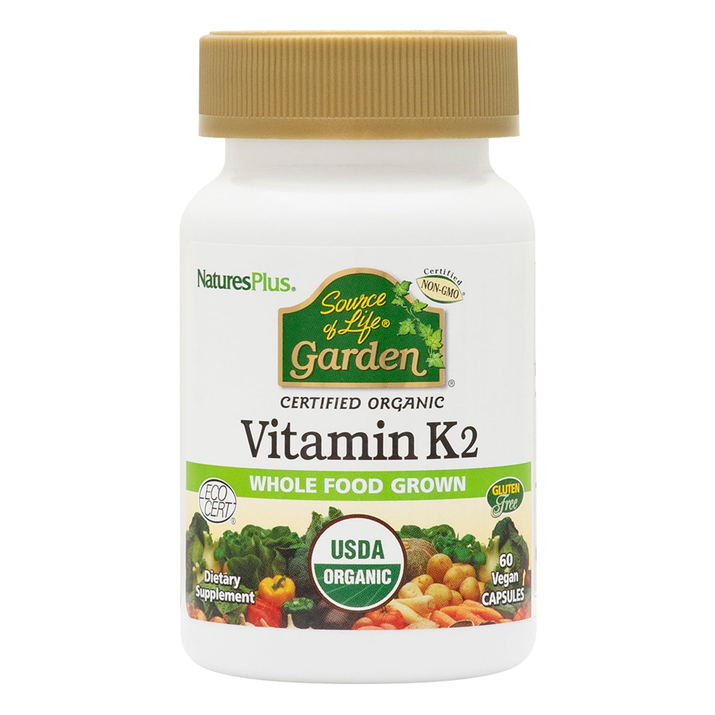 Vitamin K2-60 Vegan Capsules | Source of Life Garden by NaturesPlus – Organic, Non-GMO, Gluten Free