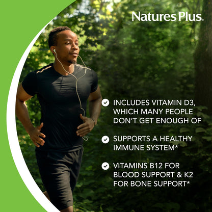NaturesPlus Source of Life Gold Multivitamin - 90 Veg Capsules | D3, B12, K2 & 120+ Whole Foods