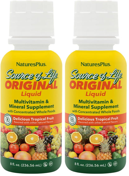 NaturesPlus Source of Life Liquid Tropical Fruit – 8 fl oz Multivitamin (Pack of 2)