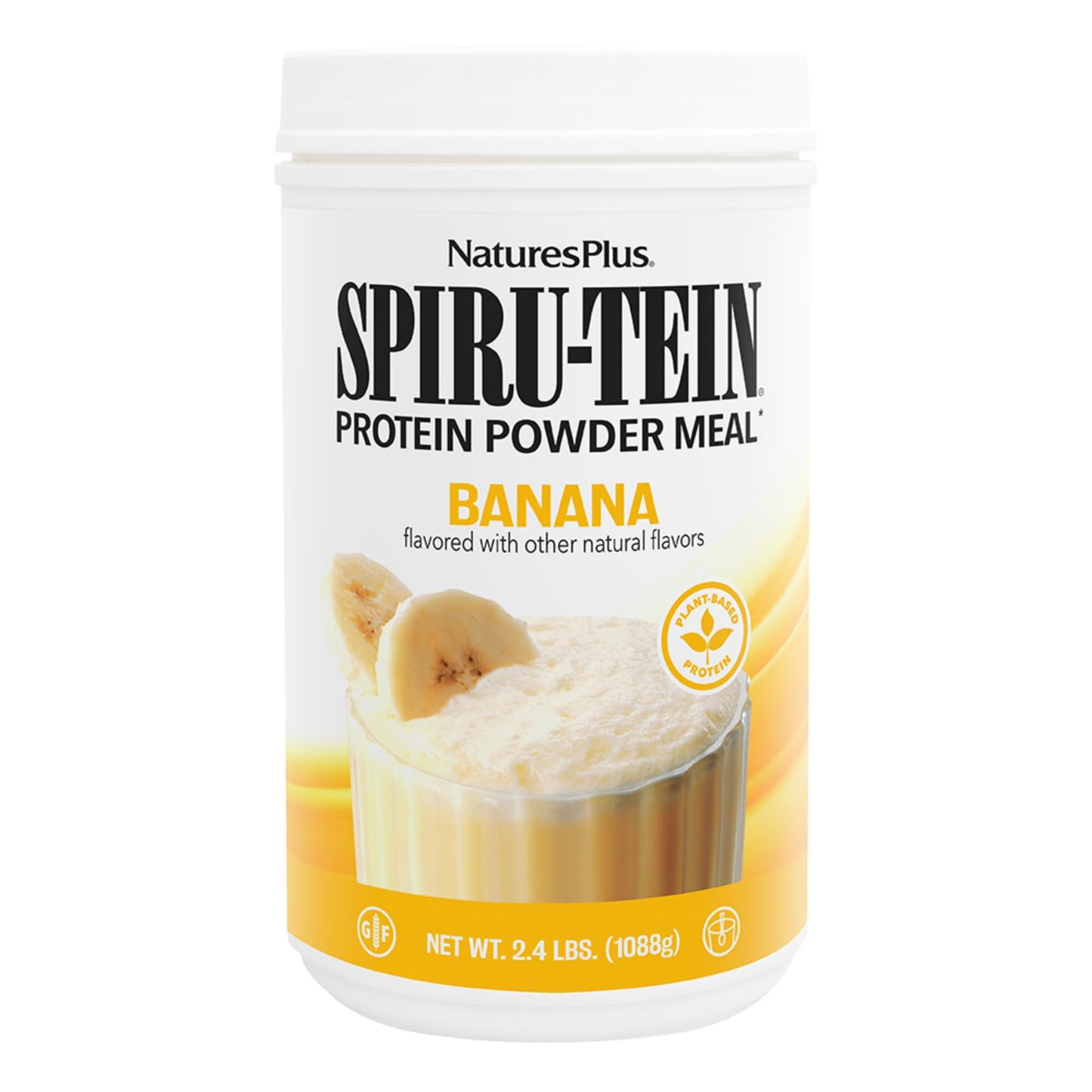 NaturesPlus SPIRU-TEIN Shake Banana - Plant-Based Protein Powder (2.4 lb, 32 servings)