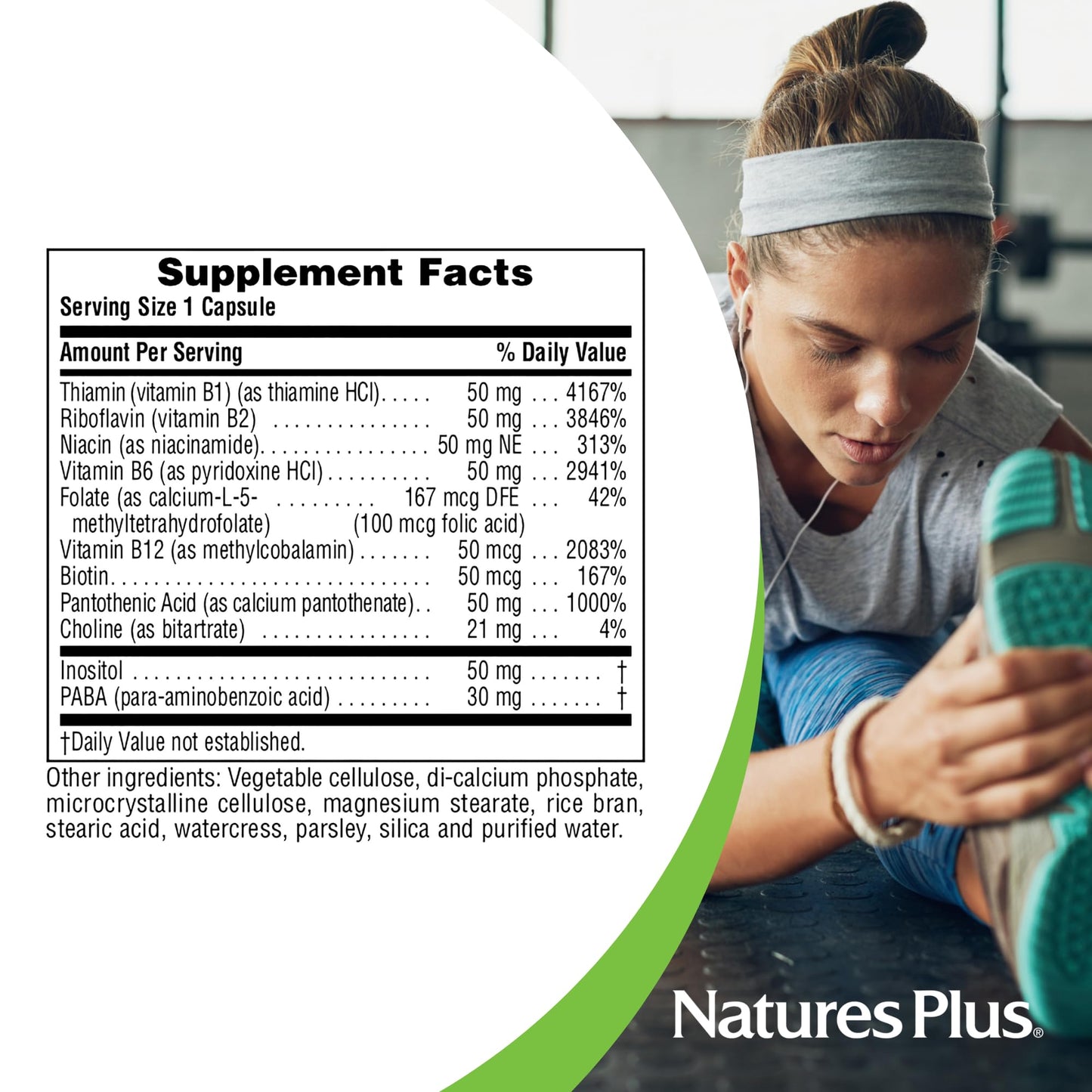 NaturesPlus Super B50-60 Vegetarian Capsules – High Potency B Complex, Gluten-Free, 60 Servings