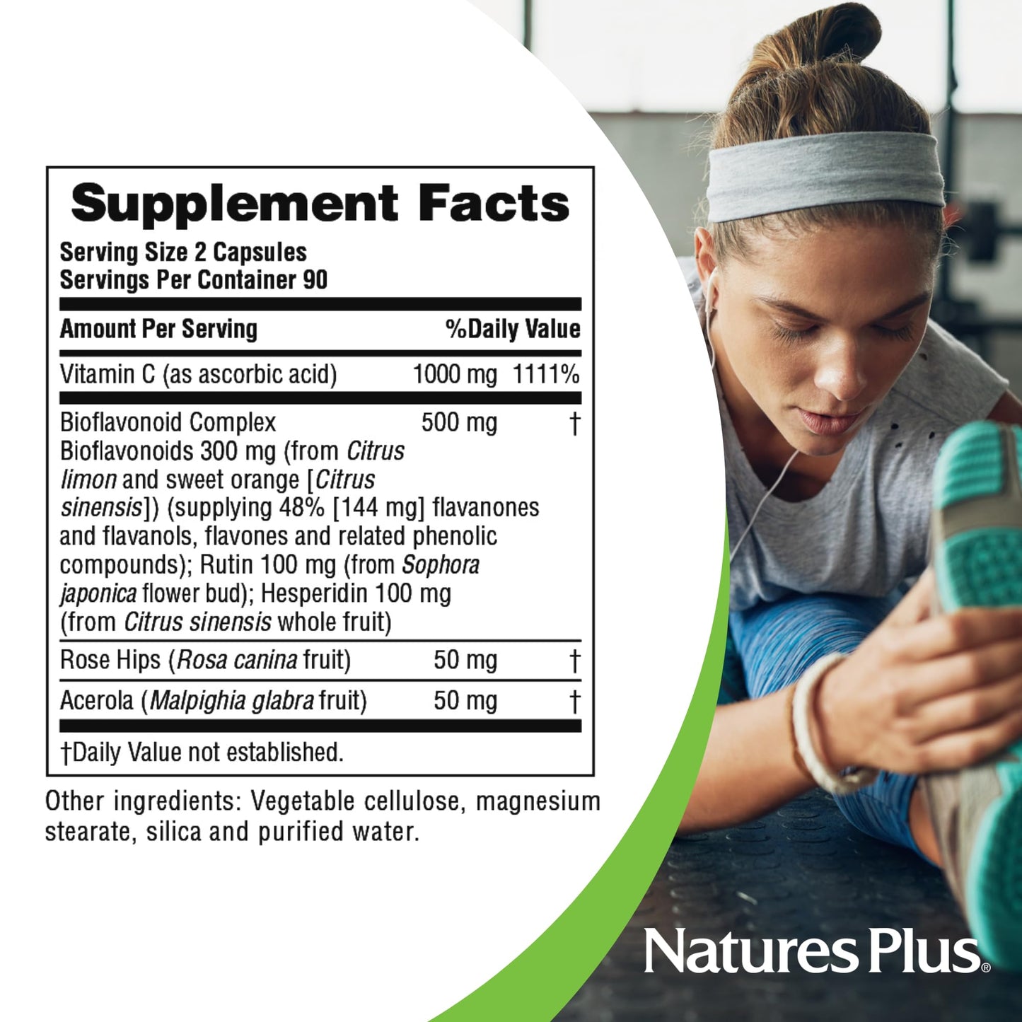 NaturesPlus Super C Complex – 180 Capsules Pack of 2 – 1000 mg Vitamin C & 500 mg Bioflavonoids – Vegan, Gluten-Free | 180 Servings