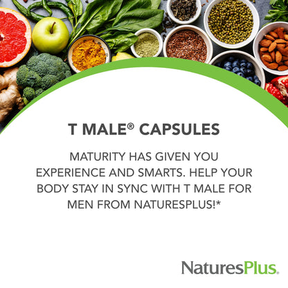 NaturesPlus T Male - 60 Vegetarian Capsules | Hormone Support & Mood