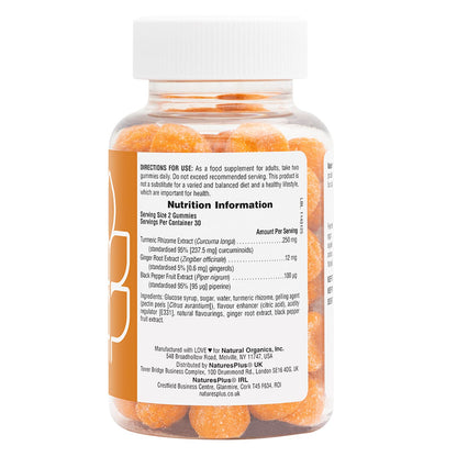 NaturesPlus Turmeric Curcumin Gummies – Peach (60 Gummies) | Joint, Digestive & Cardiovascular Support | Vegan, Gluten Free, Non-GMO | 30 Servings