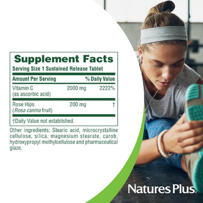 NaturesPlus Ultra-C 2000 mg Vitamin C with Rose Hips | 60 Tablets - Immune Support, Vegetarian, Gluten Free