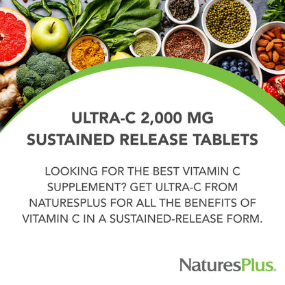 NaturesPlus Ultra-C 2000 mg Vitamin C with Rose Hips | 60 Tablets - Immune Support, Vegetarian, Gluten Free