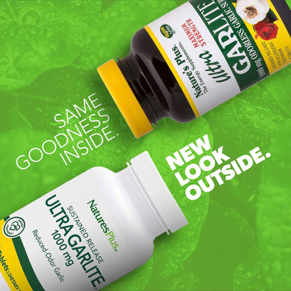 NaturesPlus Ultra Garlite 1000 mg - 90 Tablets | Odorless Garlic for Immune Support & Heart Health