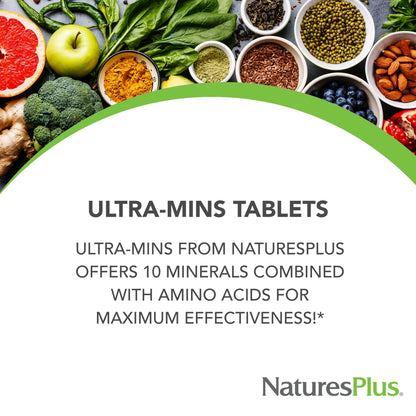 NaturesPlus Ultra-Mins – 180 Tablets | Multi Mineral Complex (Calcium, Iron, Magnesium & Zinc) – Vegan & Gluten Free