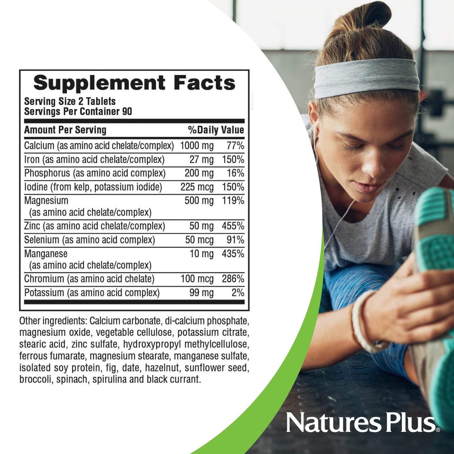 NaturesPlus Ultra-Mins – 180 Tablets | Multi Mineral Complex (Calcium, Iron, Magnesium & Zinc) – Vegan & Gluten Free