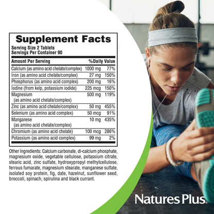 NaturesPlus Ultra-Mins – 180 Tablets | Multi Mineral Complex (Calcium, Iron, Magnesium & Zinc) – Vegan & Gluten Free