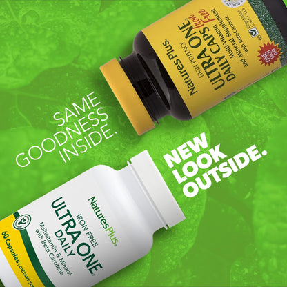 NaturesPlus Ultra One Daily Iron Free - 60 Fast-Acting Capsules | Vegan Multivitamin