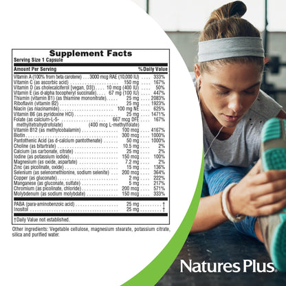 NaturesPlus Ultra One Daily Iron Free - 60 Fast-Acting Capsules | Vegan Multivitamin
