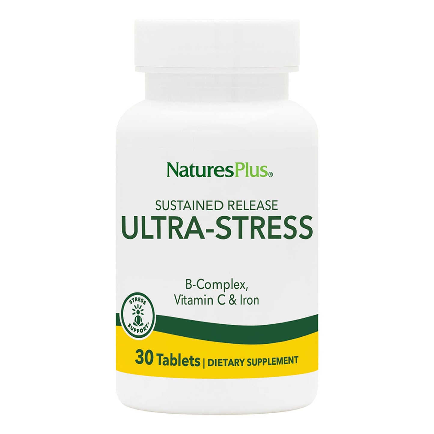 NaturesPlus Ultra-Stress with Iron | 30 Vegetarian Tablets | Stress Relief