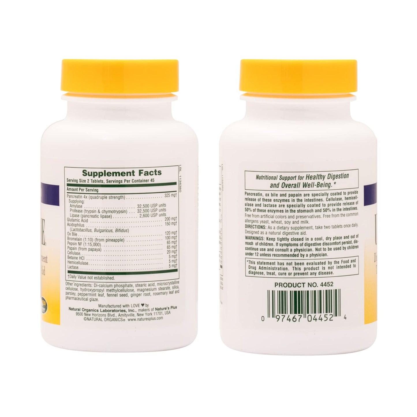 NaturesPlus Ultra-Zyme - 90 Tablets | Gluten Free Enzyme Supplement for Healthy Digestion