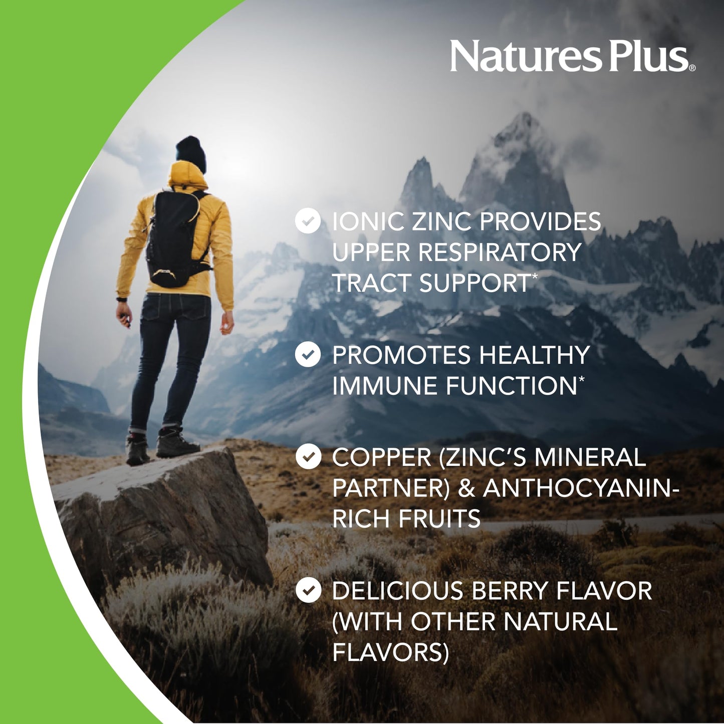 NaturesPlus Immune Zinc Lozenge Berry - 60 Lozenges - Dual-Action Zinc Formula - Vegan & Gluten Free