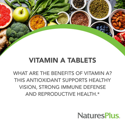 NaturesPlus Vitamin A Palmitate 10,000 IU - Healthy Skin, Eyes, Vision & Immunity | 90 Vegetarian Tablets
