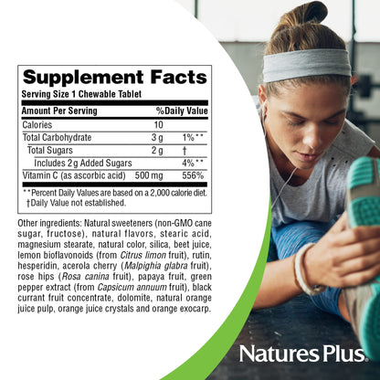 NaturesPlus Vitamin C 500 mg Chewable (180 Tablets) | Immune Support