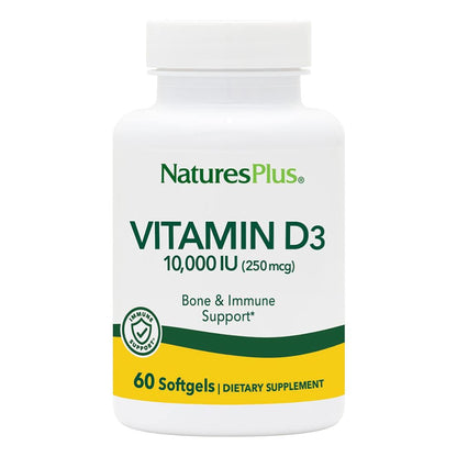 NaturesPlus Vitamin D3 10,000 IU - 60 Softgels | Bone Health & Immune Support | Gluten-Free