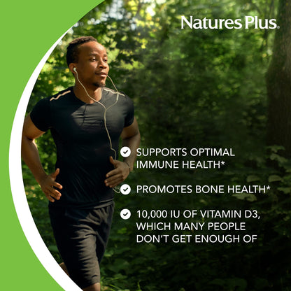 NaturesPlus Vitamin D3 10,000 IU - 60 Softgels | Bone Health & Immune Support | Gluten-Free