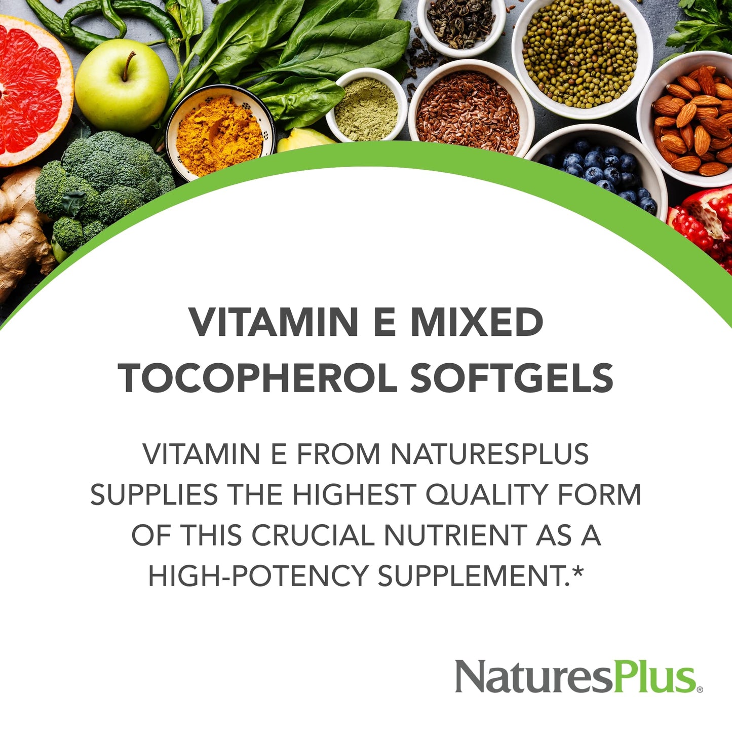 NaturesPlus Vitamin E 400 IU D-Tocopherol – 60 Softgels | Gluten-Free, Vegetarian