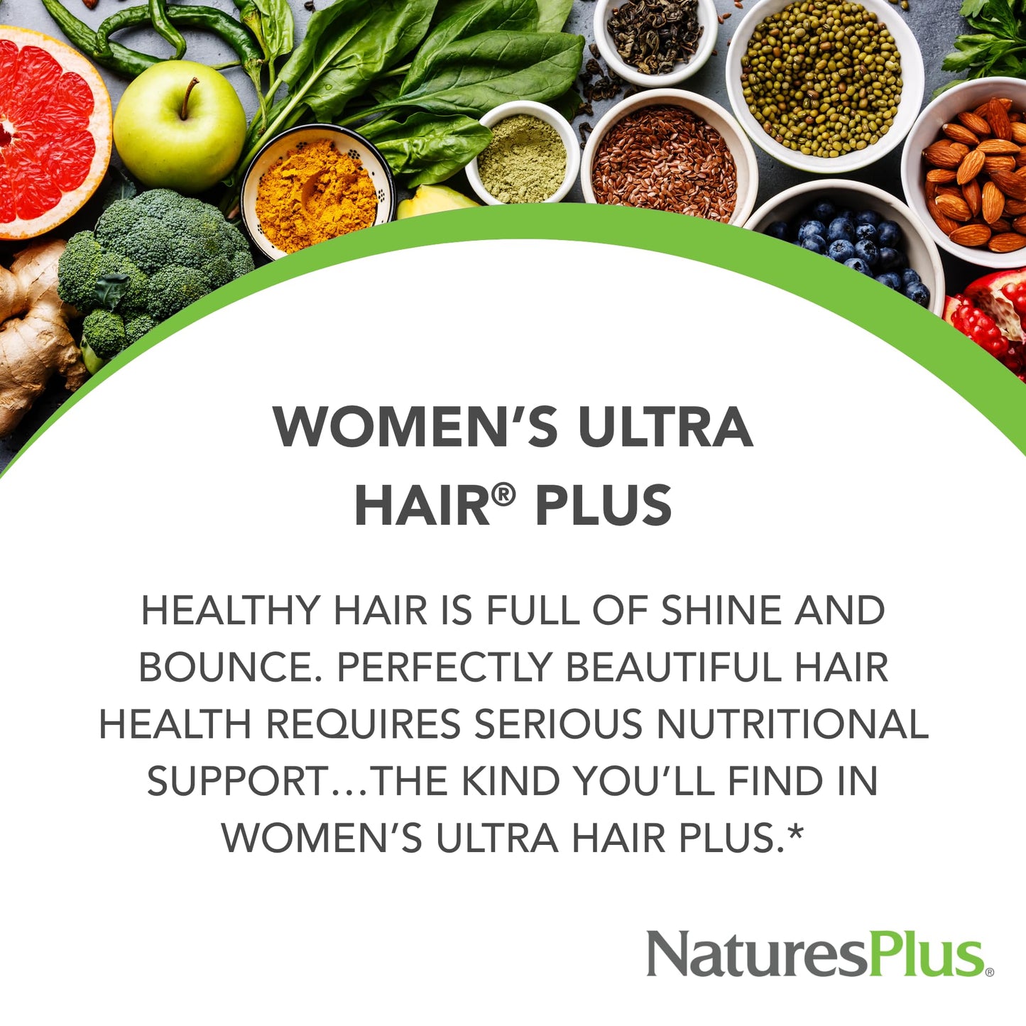NaturesPlus Women's Ultra Hair Plus - All-Natural Hair Growth Supplement (60 Tablets) | Biotin | Gluten-Free