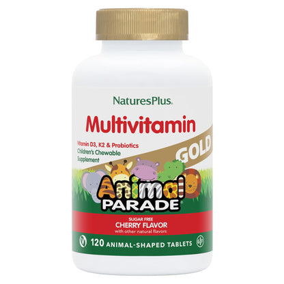 NaturesPlus Animal Parade Gold Kids Multivitamin – Cherry Flavor (Pack of 2, 120 Servings)