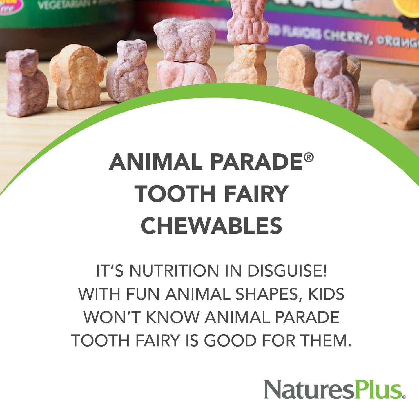 NaturesPlus Animal Parade Tooth Fairy Chewables – Natural Vanilla, 90 Animal-Shaped Tablets