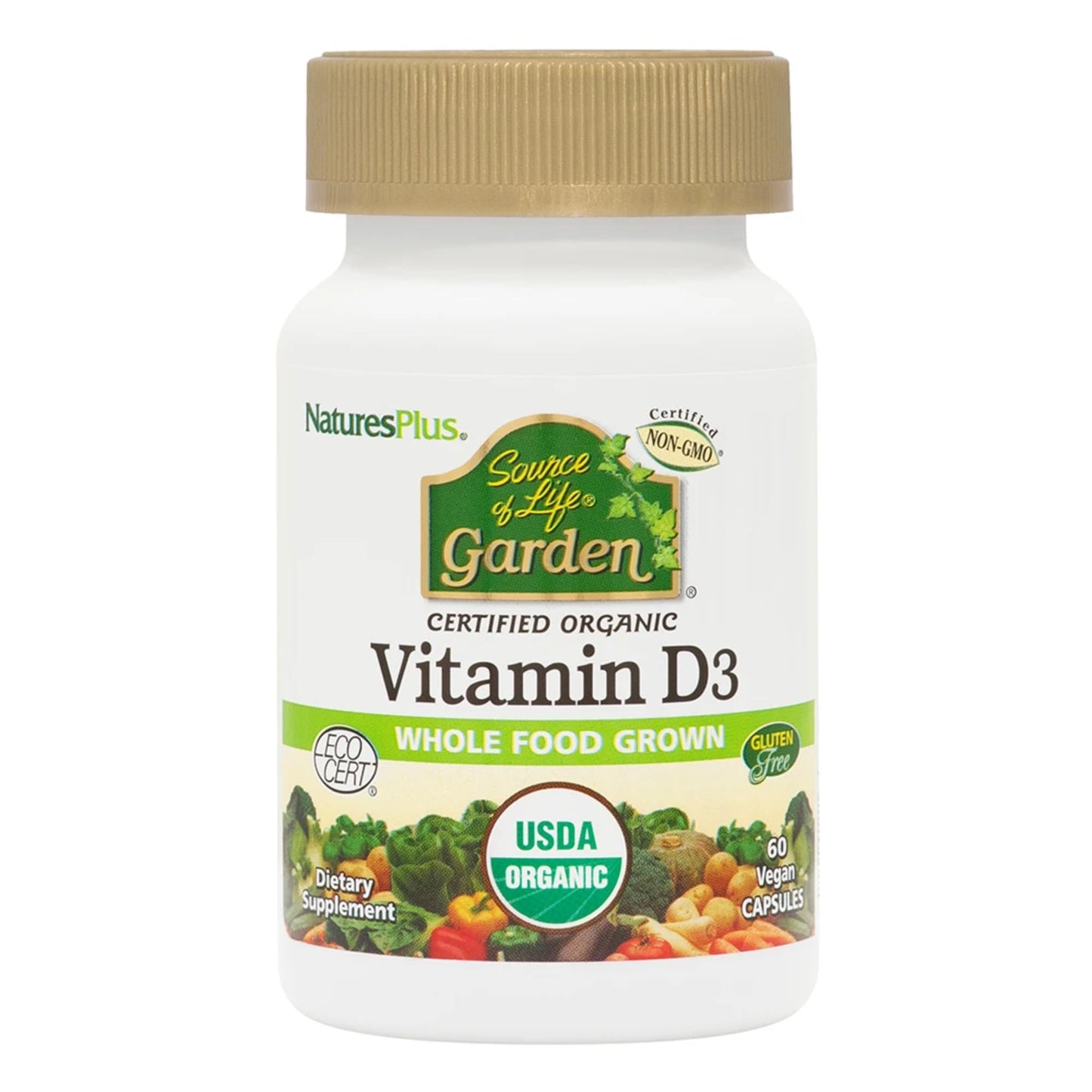 NaturesPlus Source of Life Garden Vitamin D3 5000 IU – 60 Vegan Capsules | Organic Plant-Based, Gluten-Free
