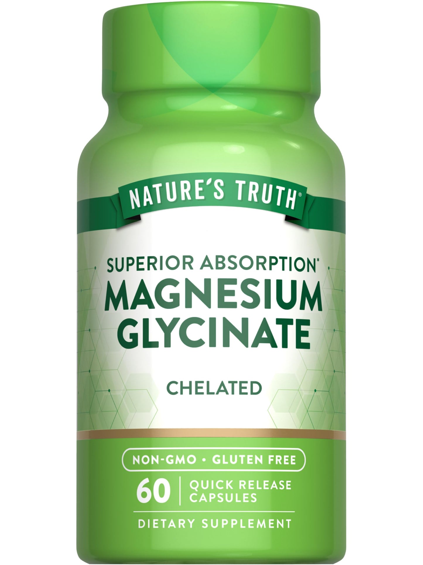 Nature's Truth Magnesium Glycinate 200mg – 60 Count | Non-GMO, Gluten Free