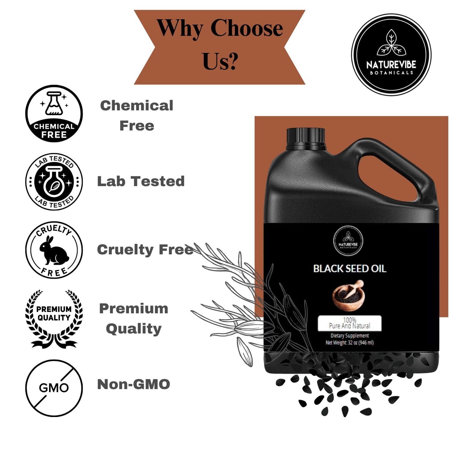 Naturevibe Botanicals Black Cumin Seed Oil 32 oz | Immune Support