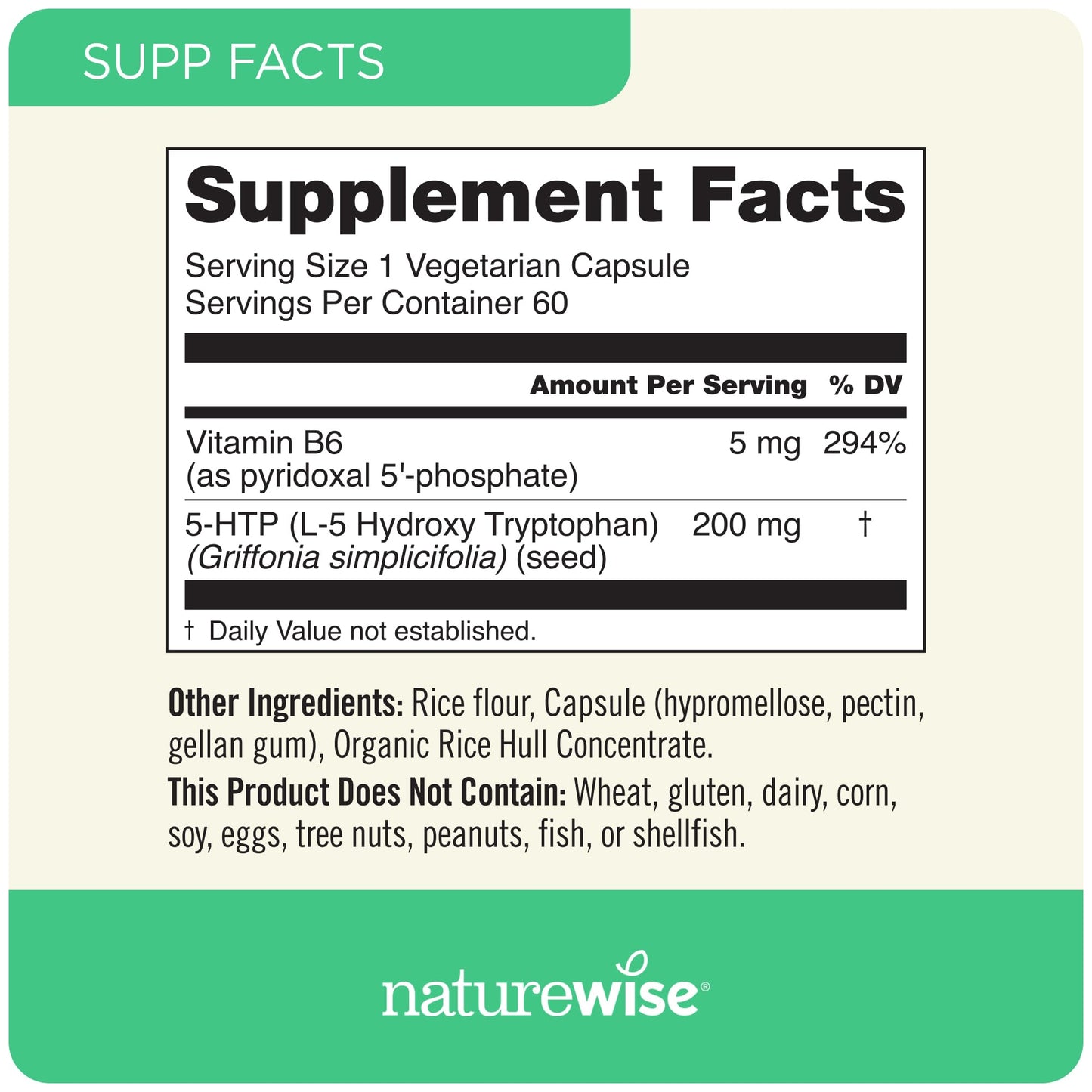 NatureWise 5-HTP 200 mg — Vegan Griffonia Seed, Vitamin B6 | Mood & Sleep Support (30 Count)