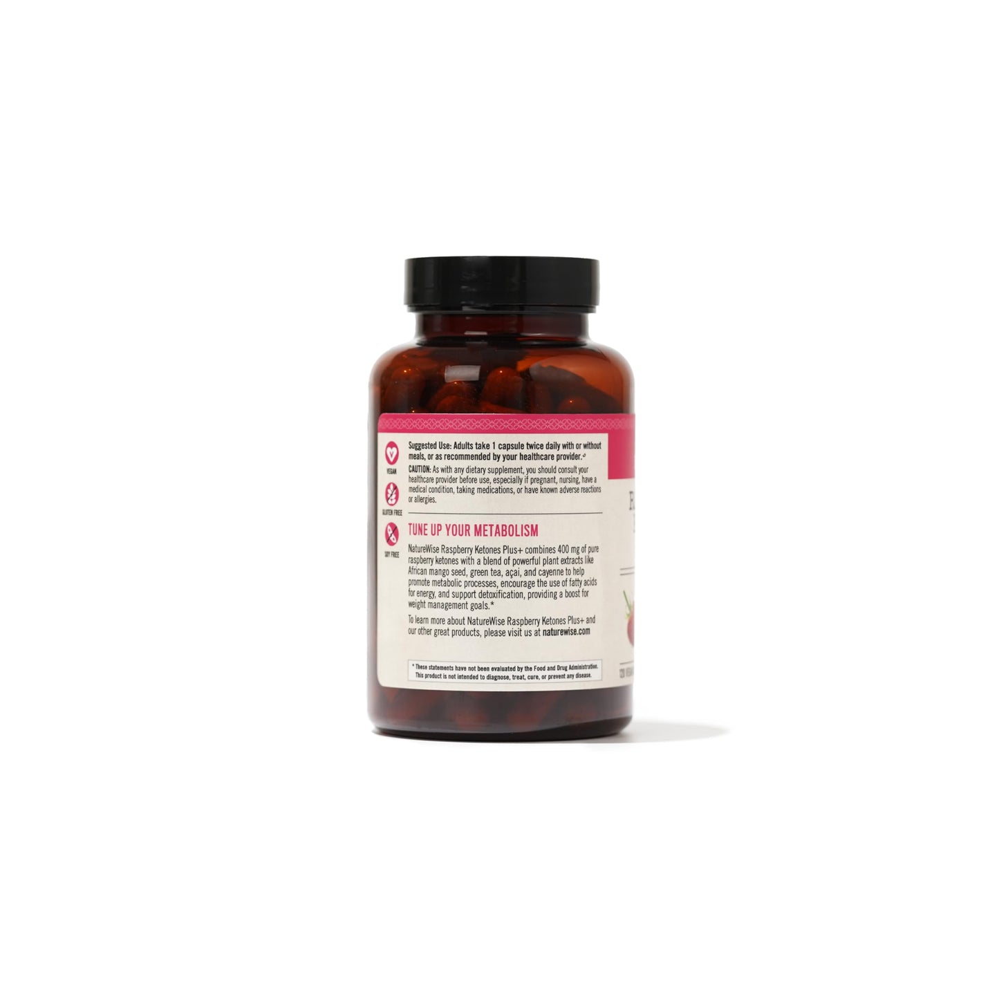 NatureWise Raspberry Ketones Plus – Vegan & Gluten-Free, 120 Capsules