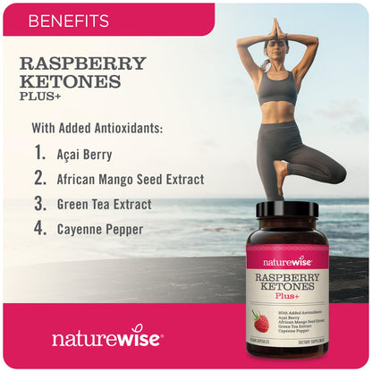 NatureWise Raspberry Ketones Plus – Vegan & Gluten-Free, 120 Capsules