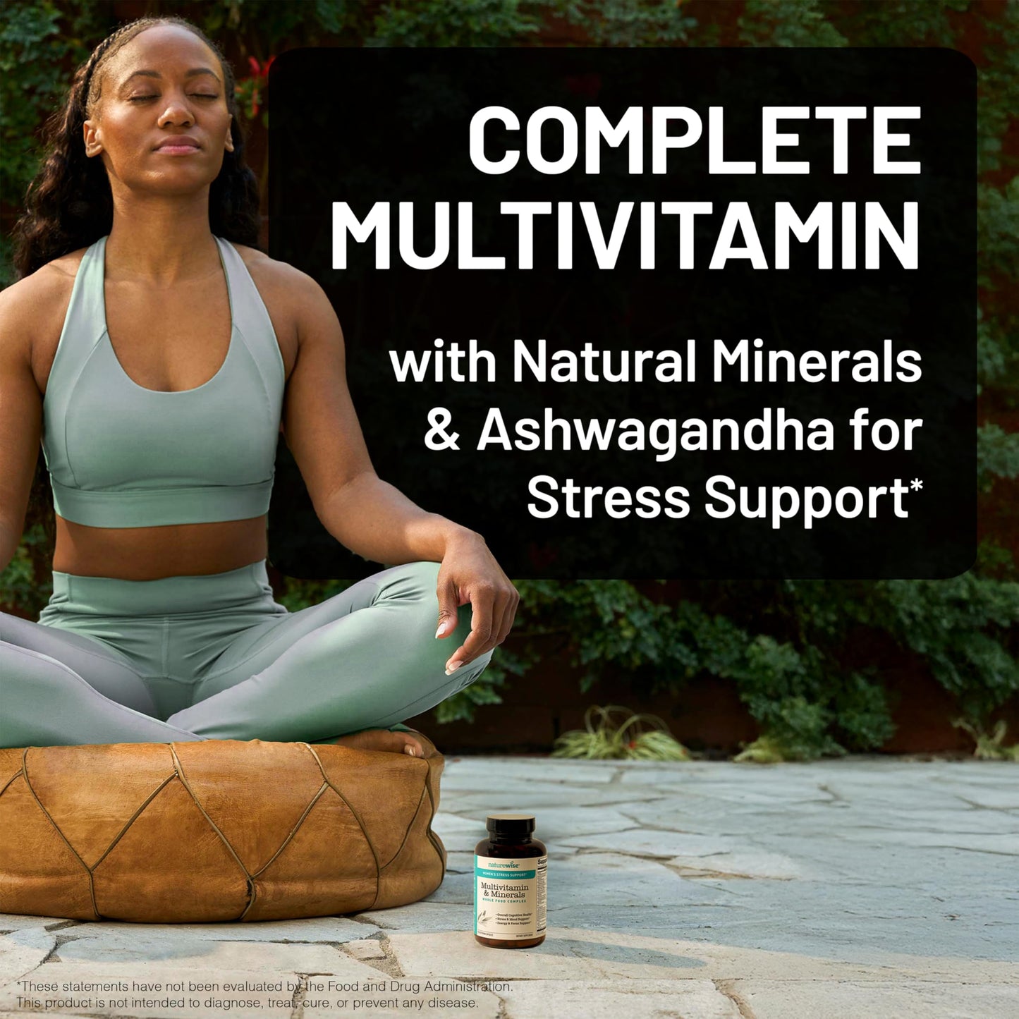 NatureWise Women's Multivitamin with Stress Support – Immunity, Hair, Skin & Nails | Organic Whole Foods, Non-GMO | 60 Capsules