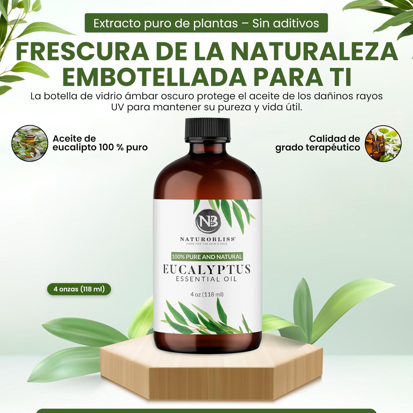 NaturoBliss 100% Pure Eucalyptus Essential Oil (4oz) – Undiluted, Therapeutic Grade Aromatherapy