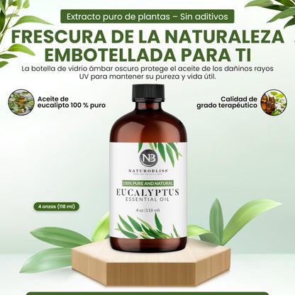 NaturoBliss 100% Pure Eucalyptus Essential Oil (4oz) – Undiluted, Therapeutic Grade Aromatherapy