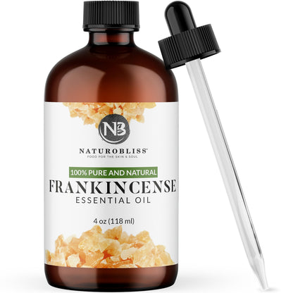 NaturoBliss 100% Pure Frankincense Essential Oil – 4 fl oz | Therapeutic Grade with Glass Dropper
