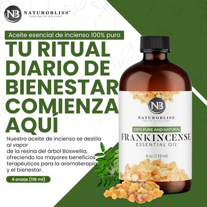 NaturoBliss 100% Pure Frankincense Essential Oil – 4 fl oz | Therapeutic Grade with Glass Dropper