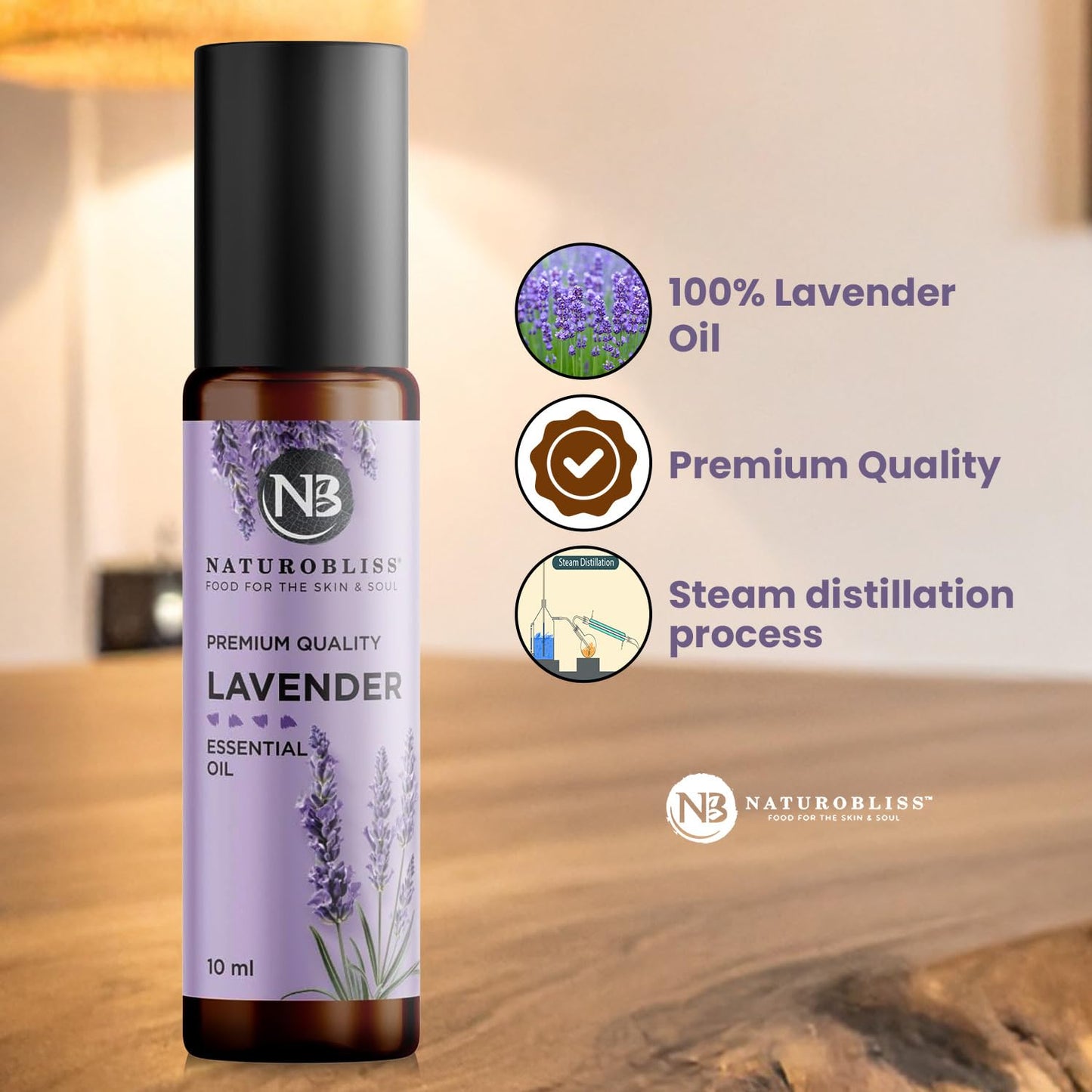 NaturoBliss Lavender Essential Oil Roll-On 10 ml – 100% Pure & Soothing