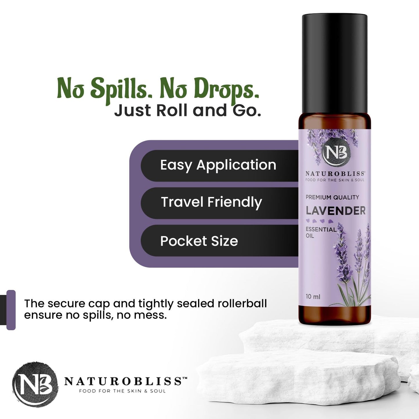 NaturoBliss Lavender Essential Oil Roll-On 10 ml – 100% Pure & Soothing