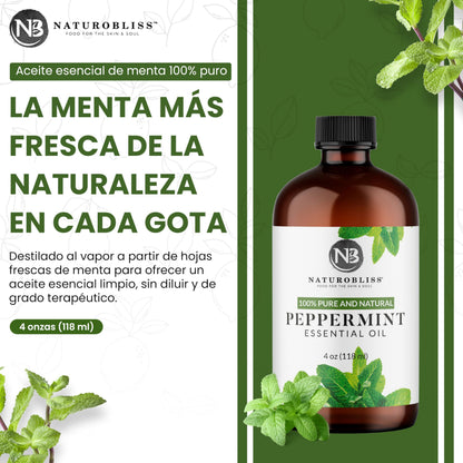 NaturoBliss Peppermint Essential Oil 4 oz | 100% Pure & Therapeutic Grade