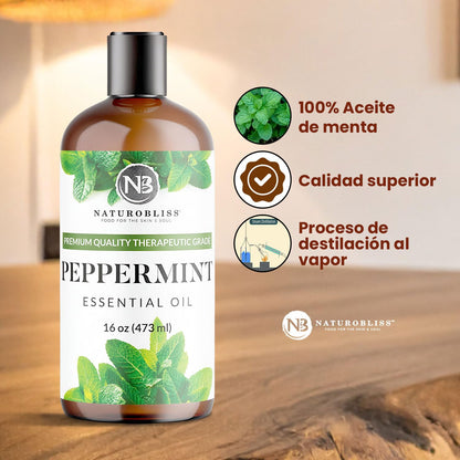 NaturoBliss Peppermint Essential Oil, 100% Pure and Natural Therapeutic Grade, Premium Quality Peppermint Oil, 16 fl. Oz - Perfect for Aromatherapy and Relaxation