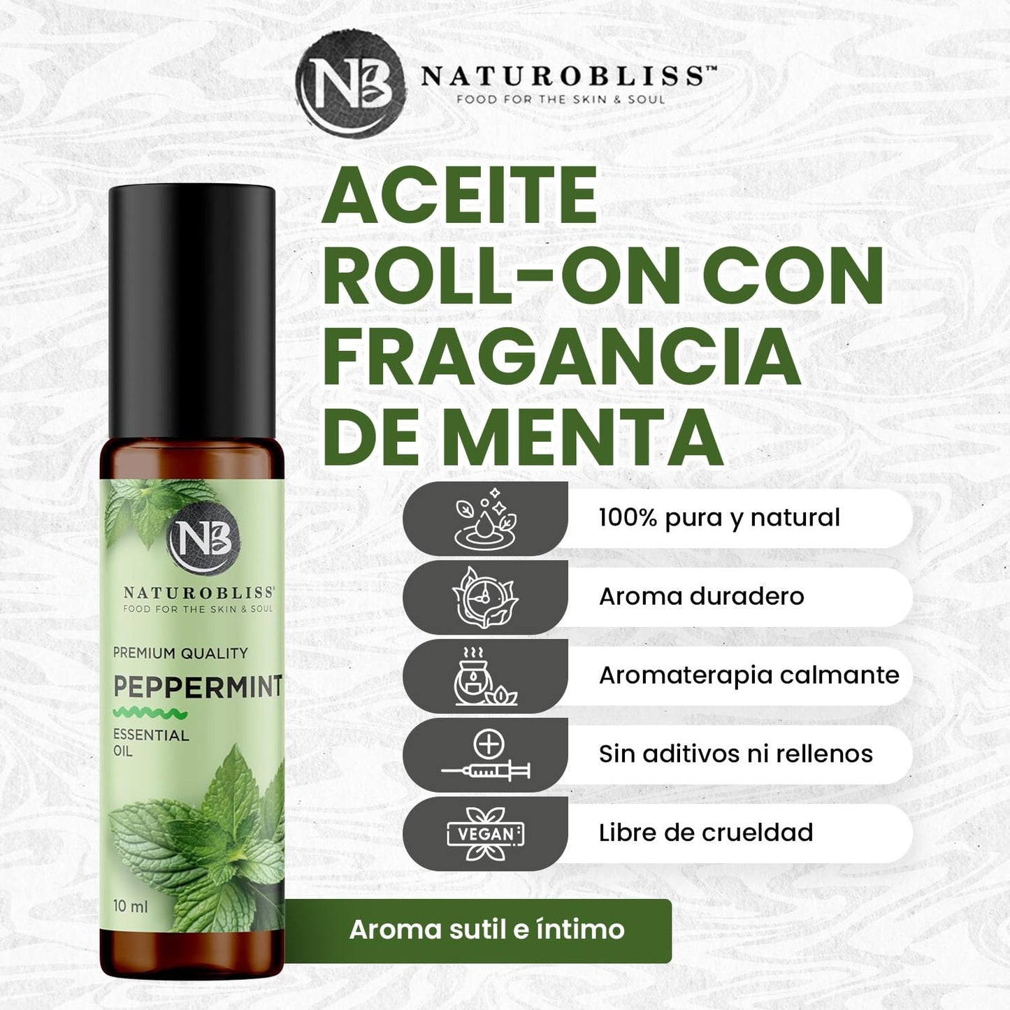 NaturoBliss Peppermint Essential Oil Roll-On, 10 ml