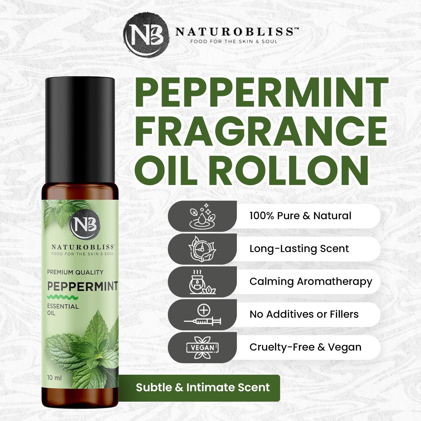 NaturoBliss Peppermint Essential Oil Roll-On, 10 ml