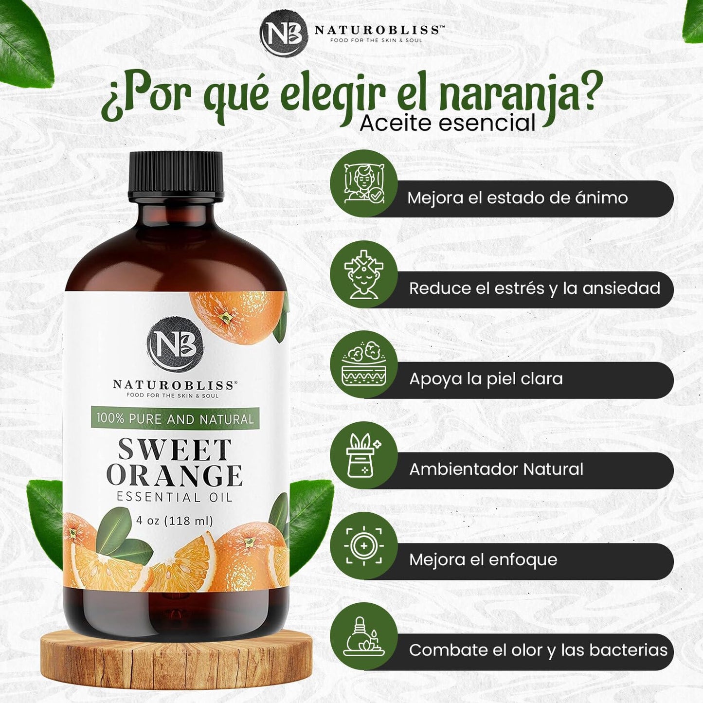 NaturoBliss 100% Pure Sweet Orange Essential Oil – Therapeutic Grade, 4 fl oz